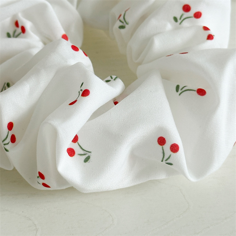 15g Weight Hair Tie Hair Accessories Type 1 Piece Quantity Casual, Holiday Occasion Cloth Material Cherry Pattern All Seasons Season Women's Gender Chinoiserie, Elegant, Lady Style Chinoiserie Elegant Lady Women's Cherry Cloth Hair Tie 8