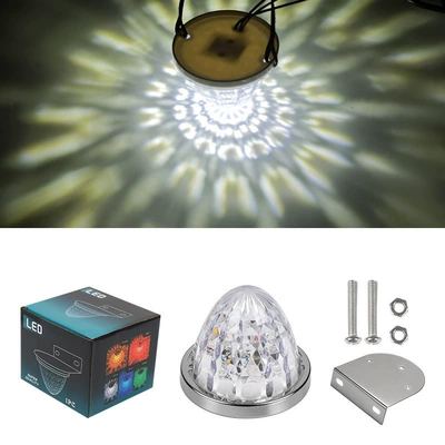 Cross-Border Led Diamond Watermelon Light Glass-Type Plastic Truck Side Light Width Indicator Light Warning Chassis Light Metal Bracket (Gündüz işıqları) - 10-30v-always-on-white-single-pack-1-stand