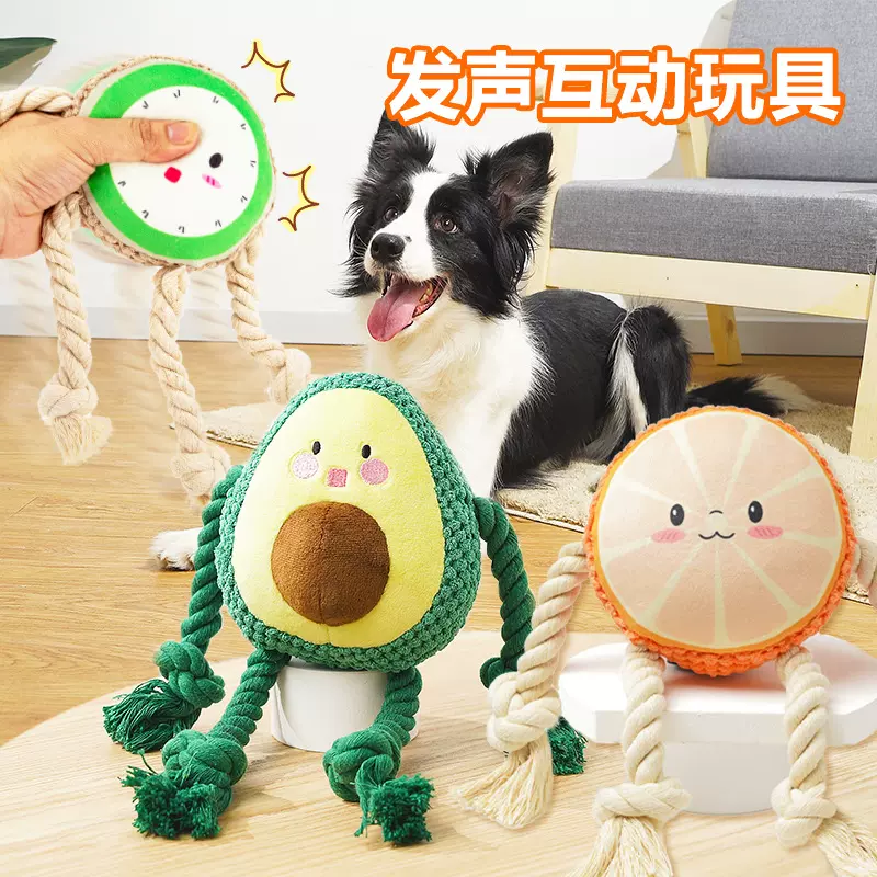外贸宠物狗狗毛绒玩具狗发声小鸟互动有声音耐咬绳结解闷大狗玩具