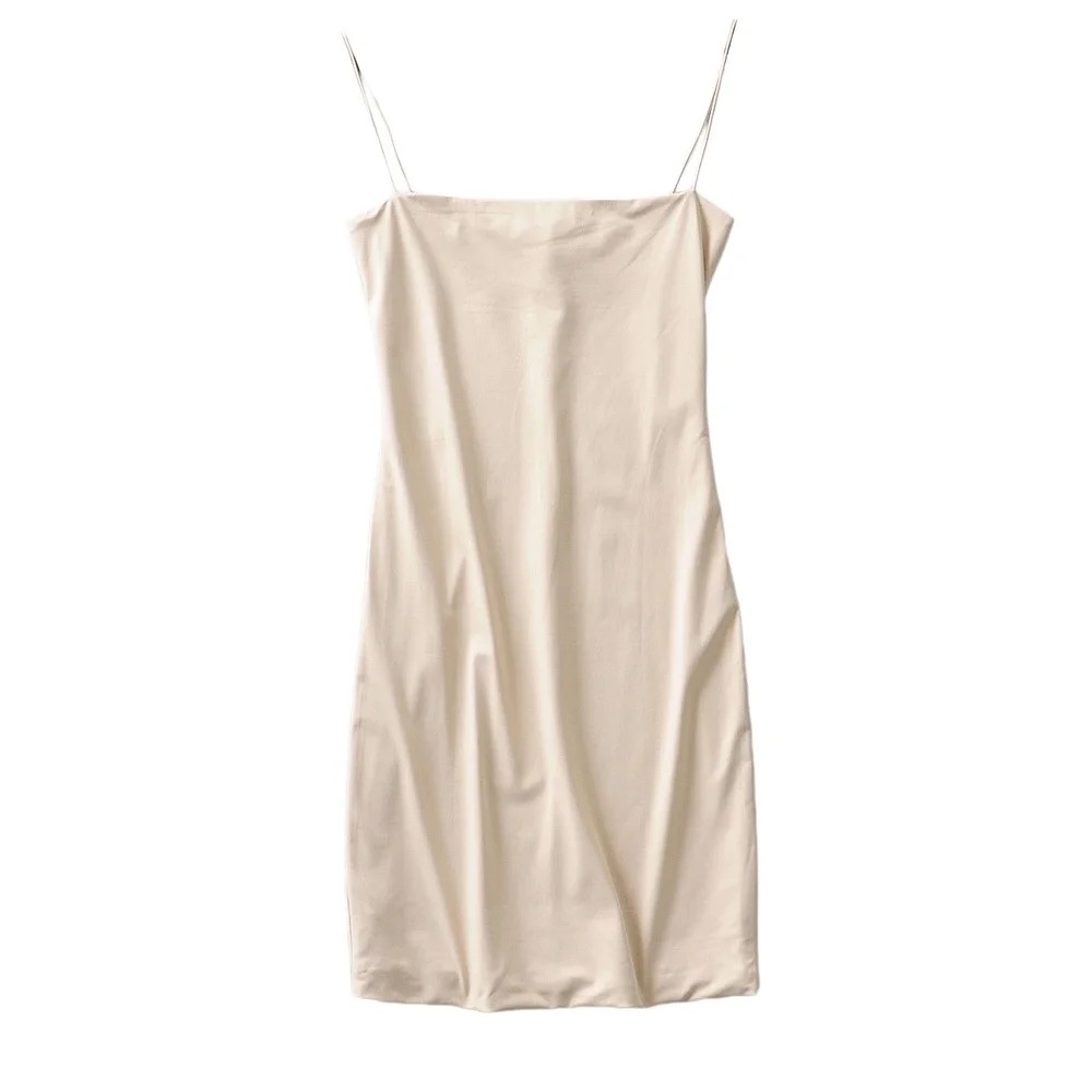 solid color double-layer Sling Slim Dress NSAC40499