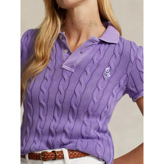スキャンできます！ 7色RLラフ刺繍ポニーロゴPOLO半袖セーターツイストラペルシンプルTシャツ