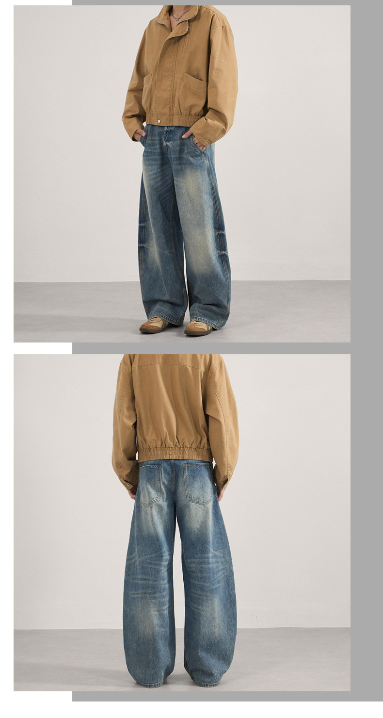LKTM Men's Vintage Light Wash Baggy Jeans Relaxed Fit Wide Leg Bootcut Trousers with Whisker Distressing_viptrois.com