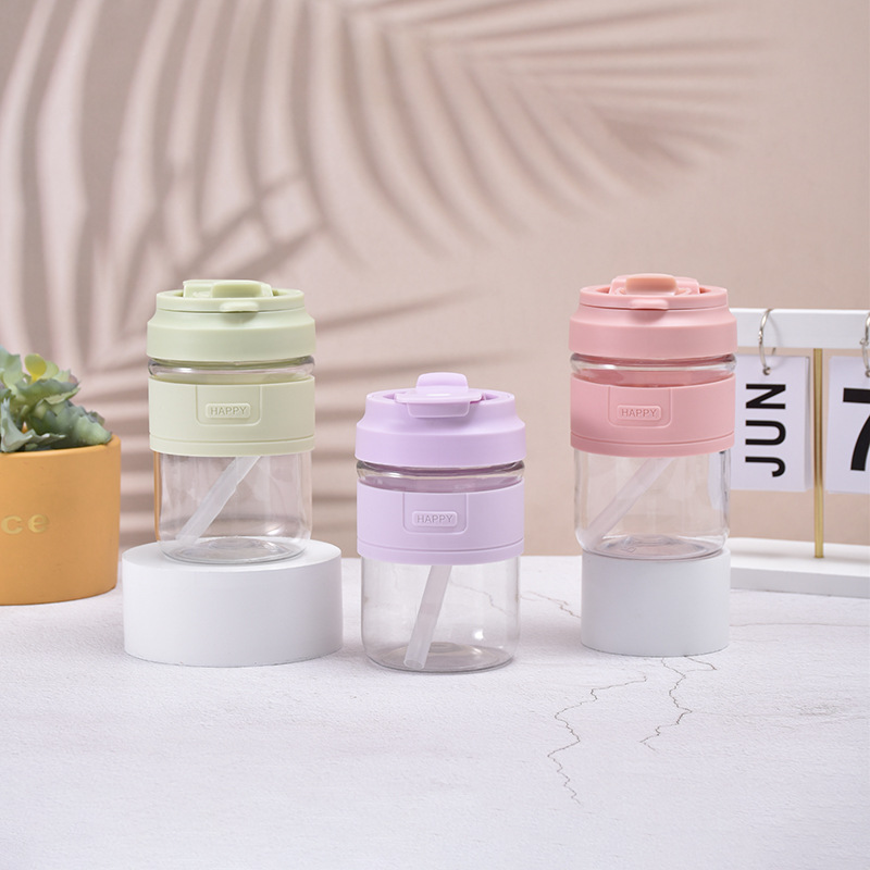 Portable Plastic Water Bottle With Straw For Girls And Coffee_voghion.com