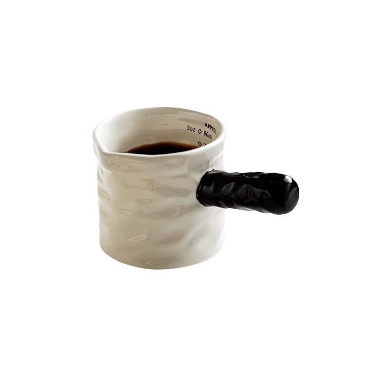 Taza de leche pequeña de café de alto valor ins con frasco de leche de escala Taza de extracto de espresso Taza medidora de cerámica con pezones