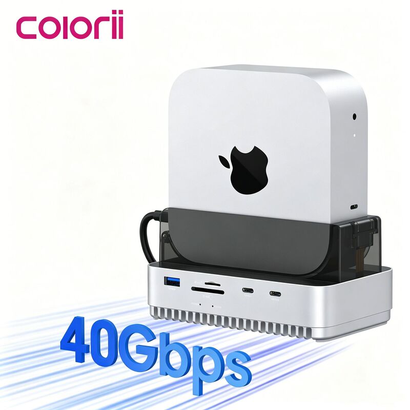 Mac Mini M4 Stand Docking Station M.2 Nvme Solid State Drive Enclosure Type C Thunderbolt 4/5 40Gbps
