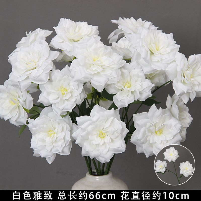 Bodas de flores de seda de imitación blanca flores falsas decorativas floral sala de bodas floral hogar ramo único camino de introducción de flores
