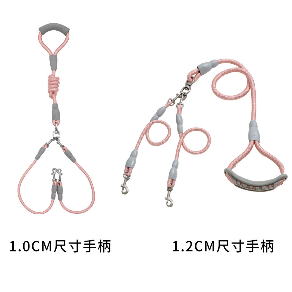 Correa de perro con asa de espuma Macaron correa de perro de dos cabezas de uno a dos Cadena de perro mediana y pequeña suministros para mascotas