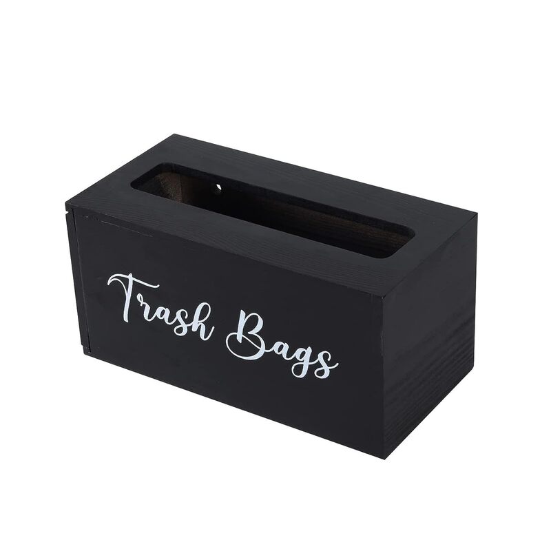 Laundry room decoration storage box Black farmhouse style wooden dryer piece dispenser kitchen garbage bag organizer