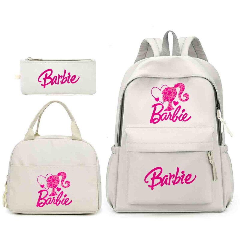 New Cross-Border Small Fresh Barbie Three-Piece School Bag Student Casual Backpack College Meal Bag Pencil Case New Cross-Border Small Fresh Barbie Three-Piece School Bag Student Casual Backpack College Meal Bag Pencil Case