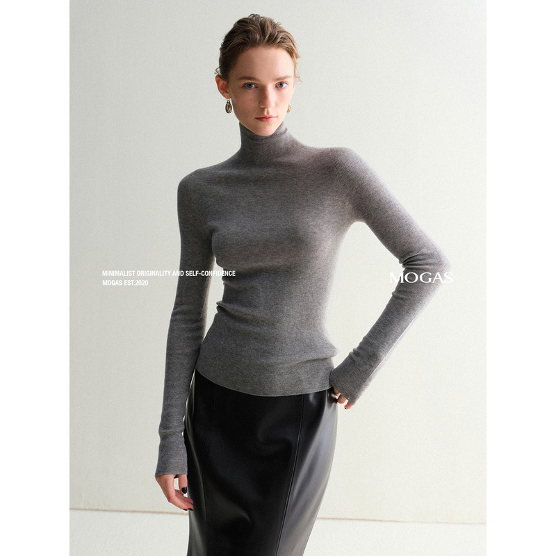 Mogas Skin Enjoyment "Soft Gold" Cashmere Mulberry Silk Seamless One-Line Garment High Neck Bottoming Sweater Mogas Skin Enjoyment "Soft Gold" Cashmere Mulberry Silk Seamless One-Line Garment High Neck Bottoming Sweater