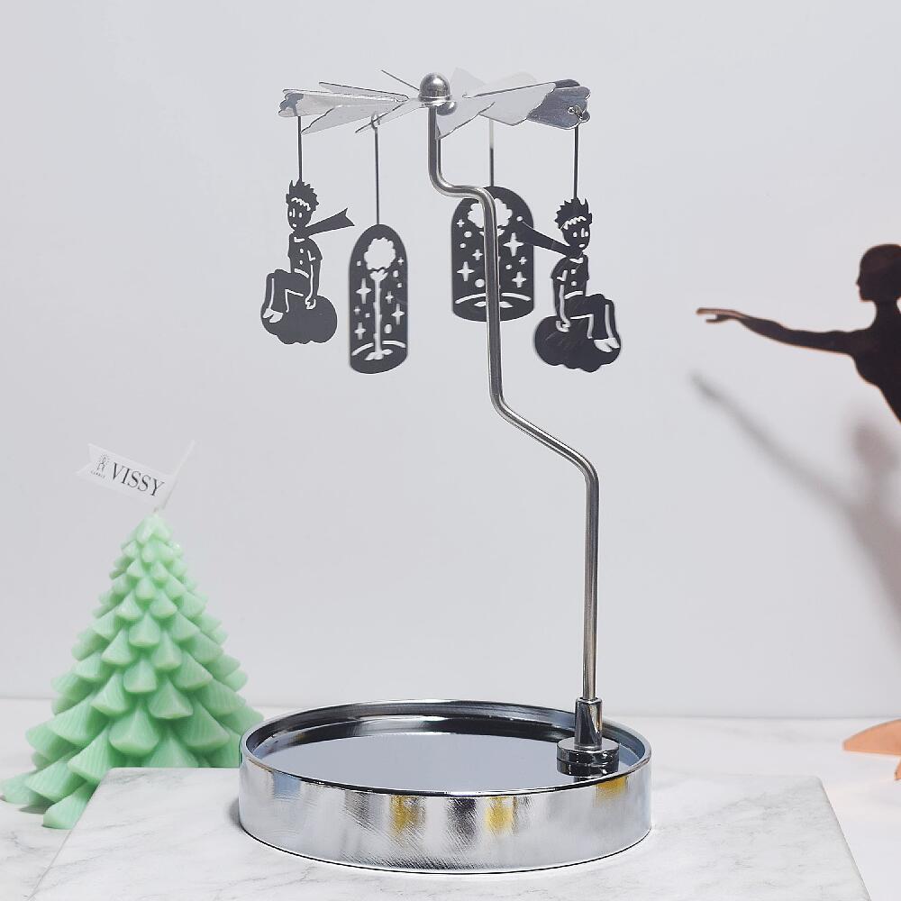 Fuente fabricante al por mayor Amazon INS bandeja redonda de acero inoxidable linterna giratoria giratoria candelabro de aromaterapia giratoria