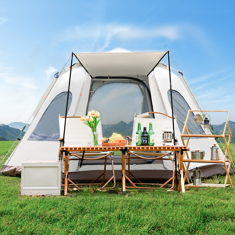 Al Aire Libre camping automática apertura rápida carpa hexagonal al aire libre portátil senderismo camping automático 5-8 Parque tienda