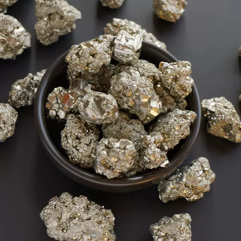 天然水晶矿石头黄铁矿黄铜矿原石宝石金属愚人金原矿科普教学标本