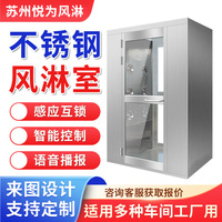 净化车间不锈钢风淋室红外感应食品厂房洁净室智能双人双吹货淋室