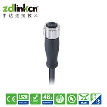 M12连接器A-CODE-A编码圆形母头防水连接器IP68传感器连接线厂家