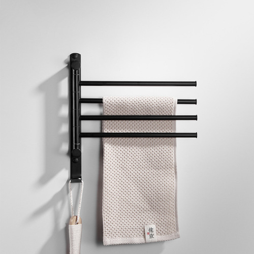 Nordic brass brushed movable towel bar creative rotating towel rack bathroom towel hanging rail golden storage rack