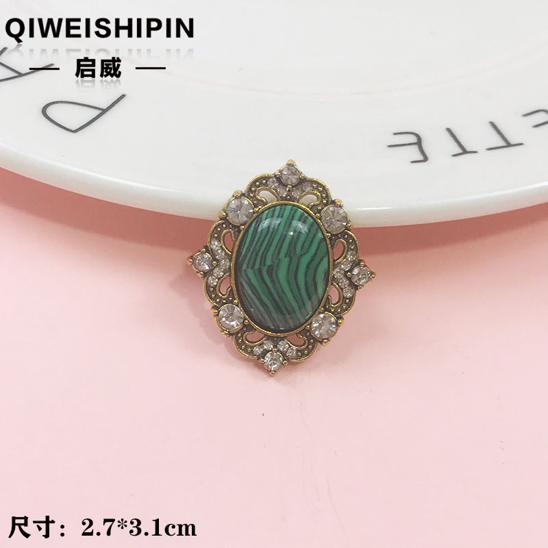 启威长方形花盘珍珠钻五角diy材料 水钻扣鞋包包花配饰  合金配件|undefined