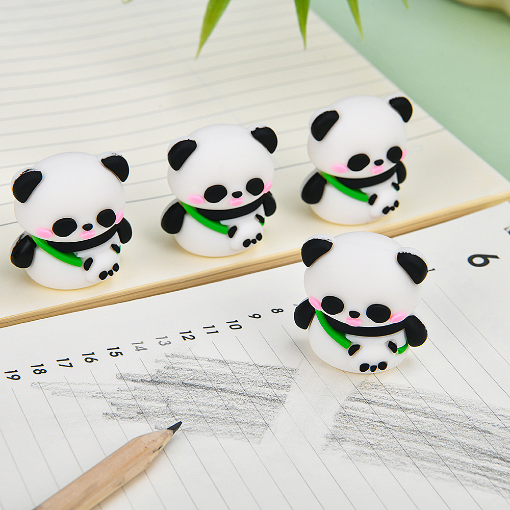 3D estereoscópico panda forma borracha papelería infantil regalos PVC goma suave limpia no tóxica goma al por mayor