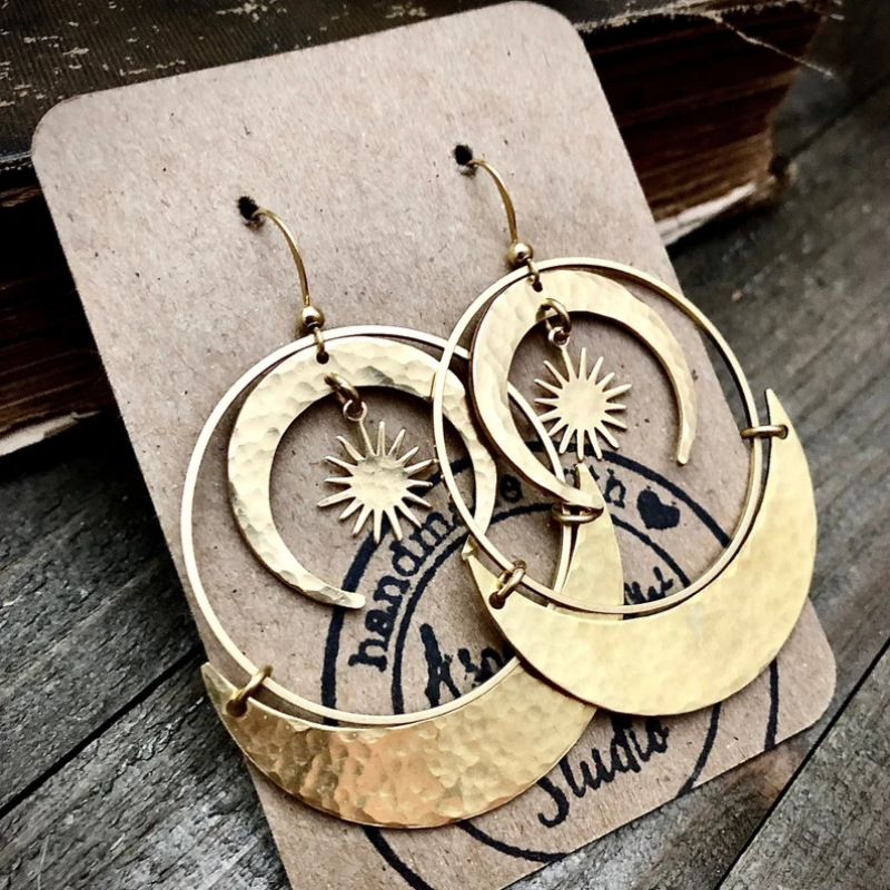 1 Pair Quantity Holiday, Daily Occasion 1 Pair Retro Geometric Moon Alloy Drop Earrings