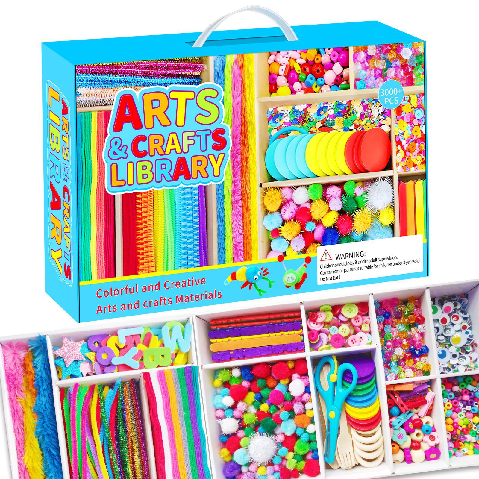 3000PCs + fur ball wool top handicraft gift box set children's luxury art supplies giant craft box