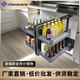 Corner Pull Basket Kitchen Corner Cabinet Pull Basket Pull Basket Cabinet Built-In Rack Pot Rack Drawer-Type Corner Storage Rack