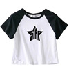 Star Print Dark Black Black Black Sleeve Short Sleeve Short -sleeved T -shirt Short -sleeved New EMO