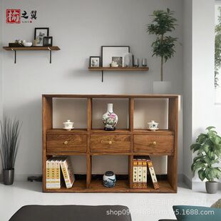 厂家直供展示柜定制实木矮柜客厅书房阳台简约老榆木置物架陈列架-阿里巴巴