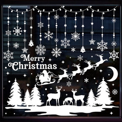 2025アマゾンクリスマス雪花ヘラジカ静電気窓貼りクリスマスデパートショーウインドーガラス扉装飾貼り飾り