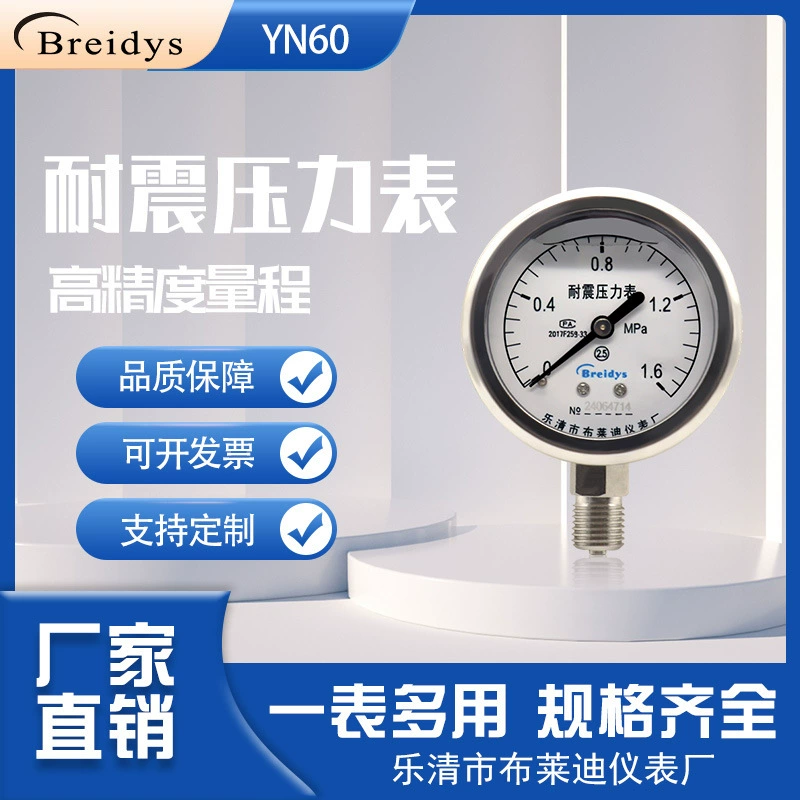 Манометр YN60 из нержавеющей стали ударопрочный манометр датчик давления воздуха Манометр воды жидкостный манометр масла 0-1,6 МПа