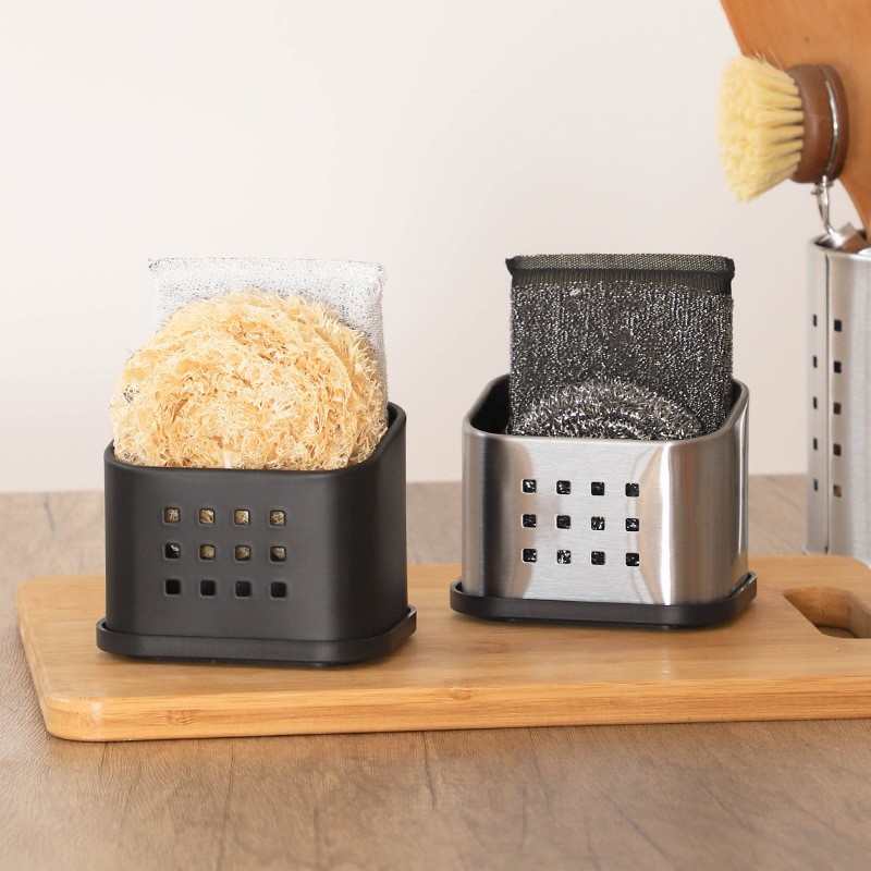 Kitchen Storage Rack Sponge Drain Rack Steel Ball Dishwashing Supplies Rag Desktop Multi-Functional Storage Rack Rag Rack