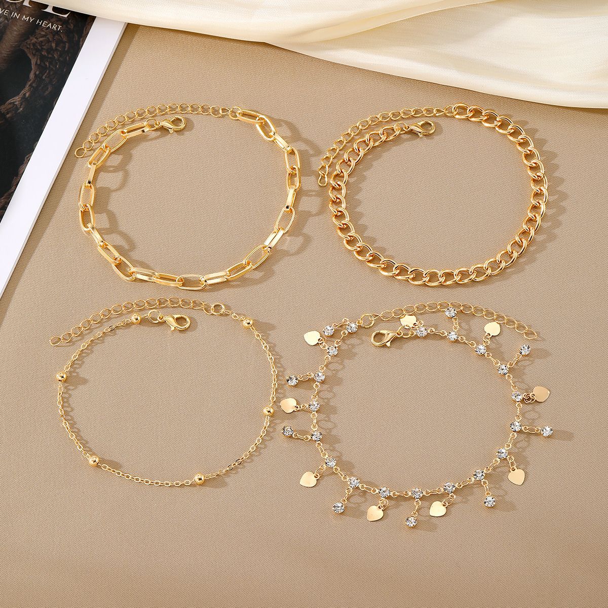 20g Weight Anklet Classification 1 Set Quantity Beach, Bar Occasion Alloy Material Heart Shape Pattern Women's Gender Hawaiian, Vacation Style Wholesale Jewelry Hawaiian Vacation Heart Shape Alloy Anklet 3