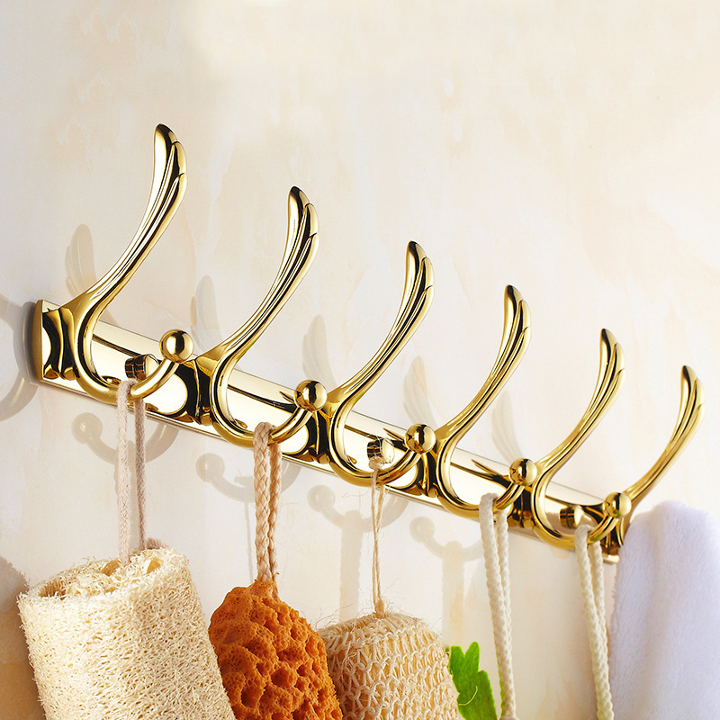 European-style golden clothes hook living room row hook wall hanging hanger bathroom coat hook behind the door clothes hook clothes hook