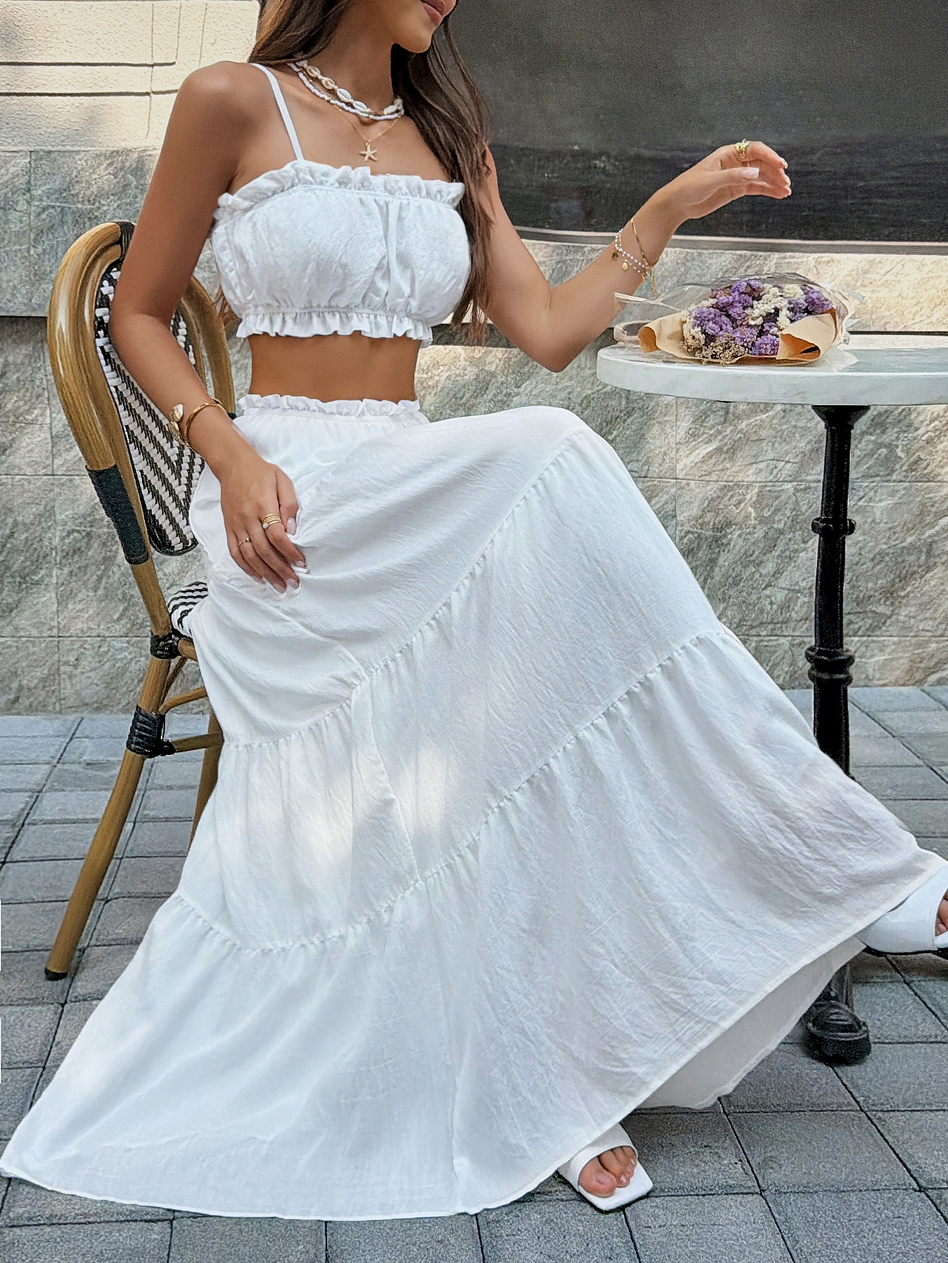 Women's Clothing Elegant European And American Style Strapless Dress Set For Women Spring Summer Vacation Fashion_ecoleips.com
