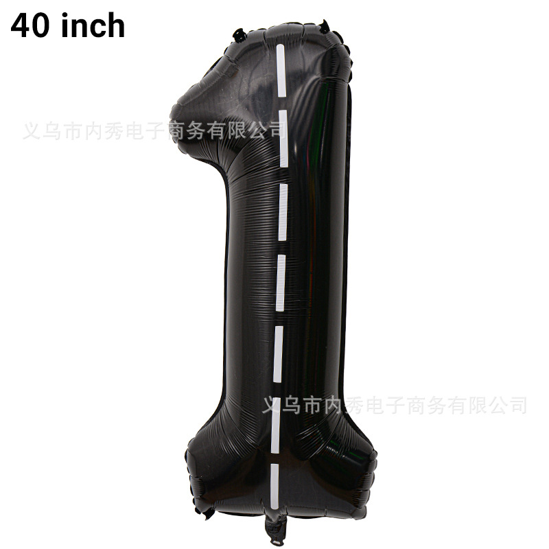 Nuevo globo de aluminio digital negro grande de 40 pulgadas globo de carreras de rayas en blanco y negro tema fiesta de cumpleaños decoración globo