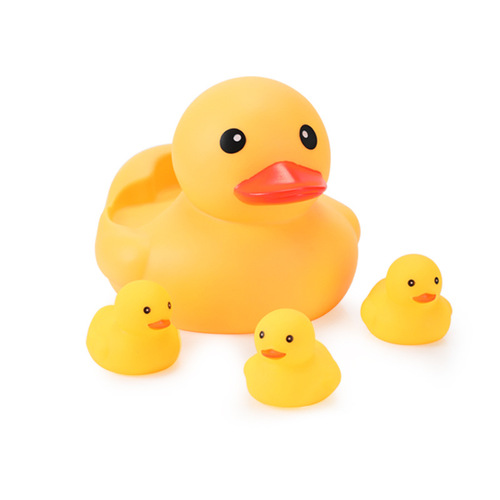 Playful Water Sound Yellow Duck Baby Bath Toy Yellow Duck Set Squeezable Parent-Child Ducks Children Baby Duck