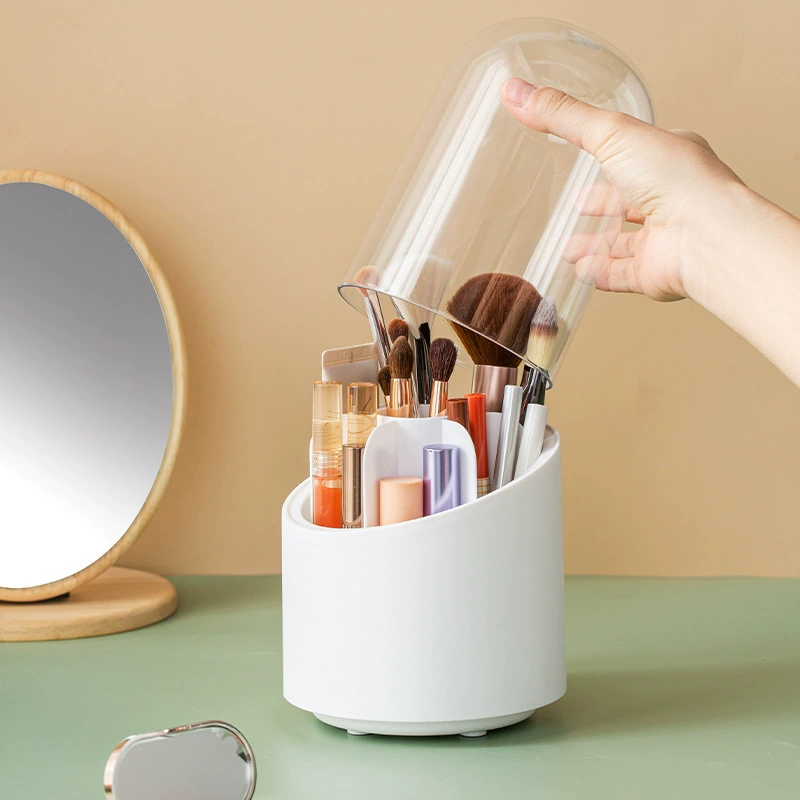 Rotating brush, storage system, dressing table, dustproof lipstick, table storage box