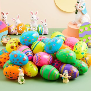 Cross-Border Children's Gashapon Easter Opening Plastic Painted Egg Set Toy Egg Holiday Gift Egg Decorative Egg
