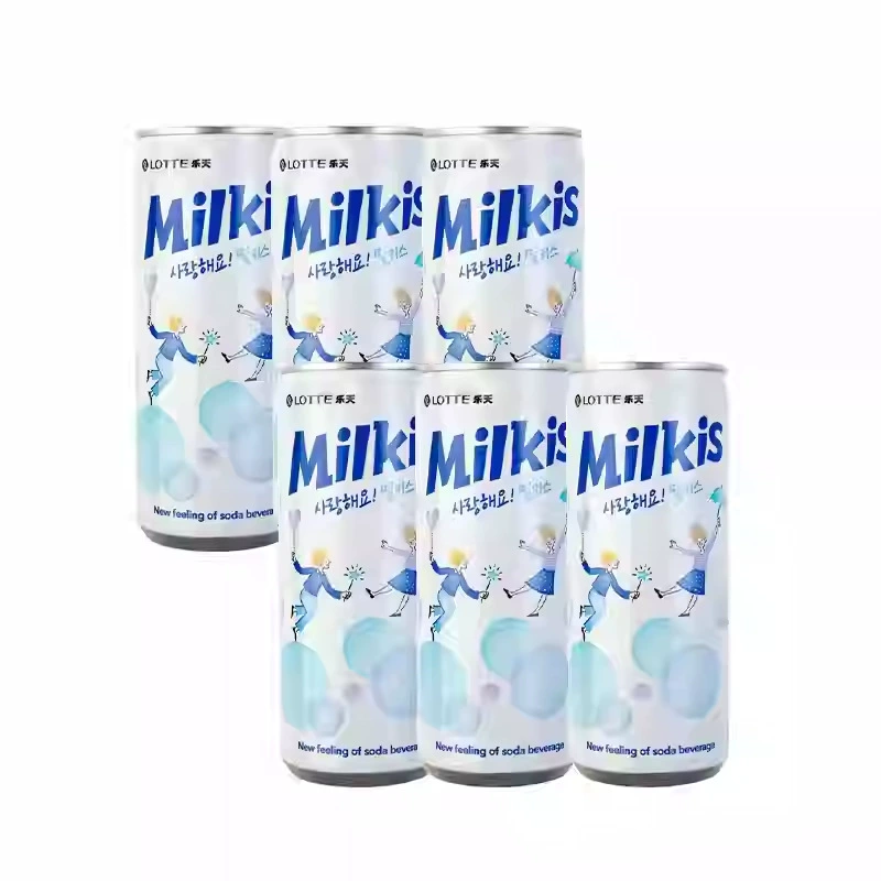Напиток (Lotte Milkis) 250 мл, газированное молочное газированное напиток с манго, клубникой, виноградом