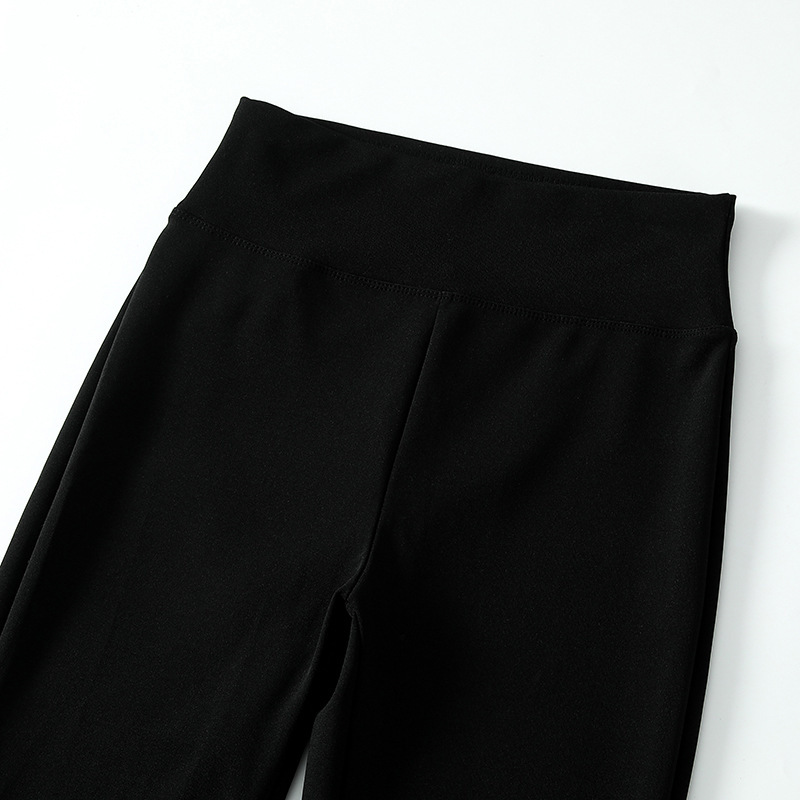 Women's Autumn Outerwear High-Waist Slimming Sheer Bell Bottom Pants Black Leggings