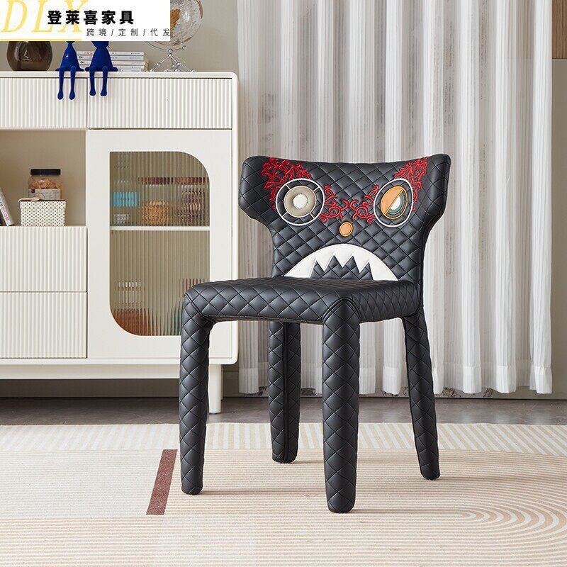 Luxurious Quality Designer Chair, Creative Light Luxury High-End Genuine Leather Dining Chair, Designer Restaurant Furniture, Monster Chair Luxurious Quality Designer Chair, Creative Light Luxury High-End Genuine Leather Dining Chair, Designer Restaurant Furniture, Monster Chair