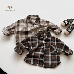 Children's Korean retro shirts, autumn new style, Japanese and Korean style long-sleeved shirts for boys and girls, children's personalized trendy children's clothing