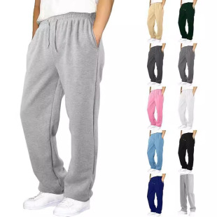 Cross-border e-commerce Amazon 2024 European and American men's fleece-lined pants autumn and winter straight tube loose casual Joker pants