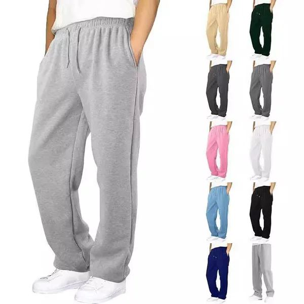 Cross-border e-commerce Amazon 2024 European and American men's fleece-lined pants autumn and winter straight tube loose casual Joker pants