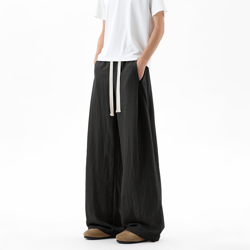 Pantalones de cimeta para hombres de verano delgados pantalones de lino para hombres 2026 nuevos pantalones casuales recto para hombres pantalones largos de piernas anchas