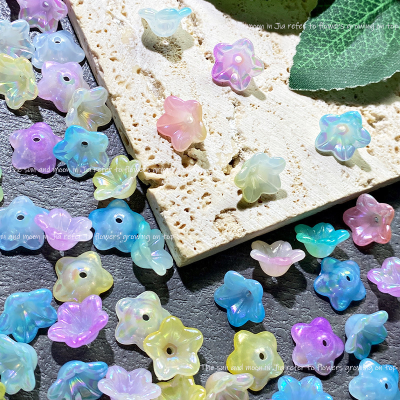 12mm Acrylic Gradient Color Lily of the Valley Flower Beads Gradient Flower Base Handmade DIY Necklace and Bracelet Accessories