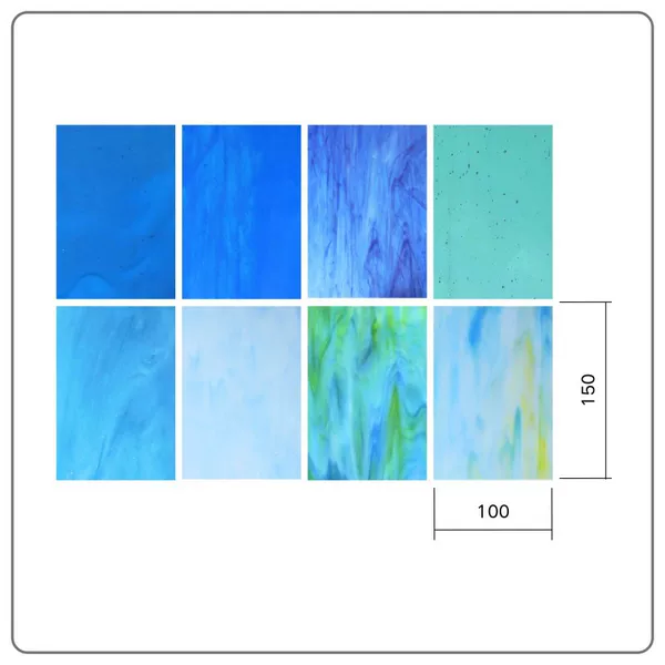 8-4 Blue Series Stained Glass 10*15cm 8-Piece Set Combination Church Rainbow Glass Stained Glass Mosaic