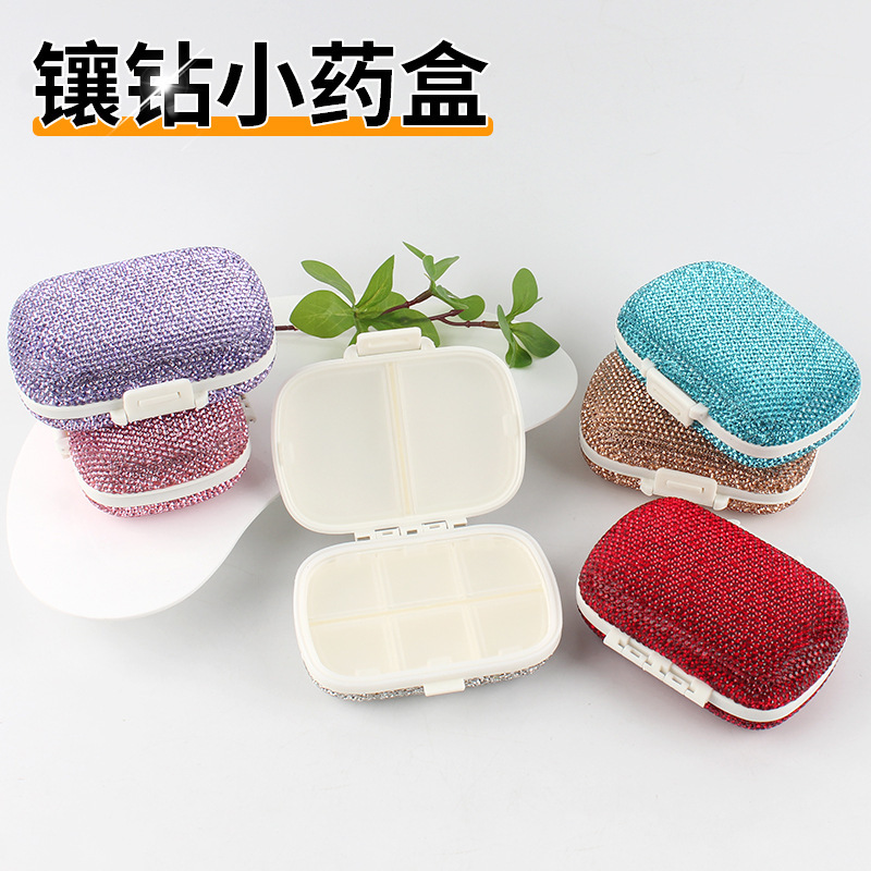 Diamond-Encrusted Storage Box, Small Pill Box with Compartments, Sealed Capsule Pill Box, Seven-Day Pill Compartment Box, Aviation Cup