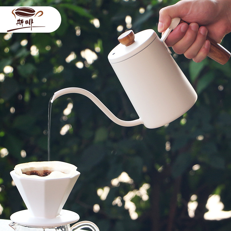 Scafe Coffee Hand Brewing Pot Solid Wood Handle Slender Mouth Swan Neck Pot Hanging Ear Pot Drip Filter Narrow Mouth Coffee Pot