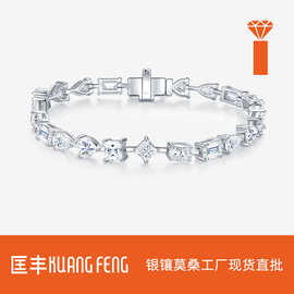 跨境新款S925纯银网球链梨形莫桑石手链欧美轻奢时尚高级感手饰品