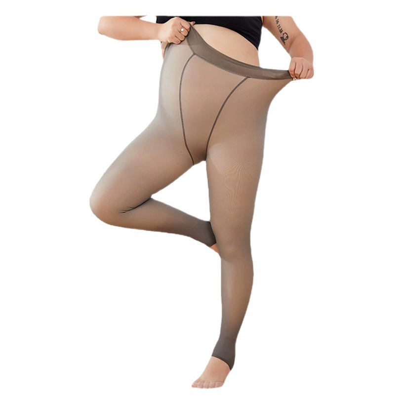 Зимние леггинсы с бархатом и утолщением для ступни на ногах весной и осенью стюардесса серые настоящие полупрозрачные универсальные брюки искусственные полупрозрачные женские комбинезоны трансграничные